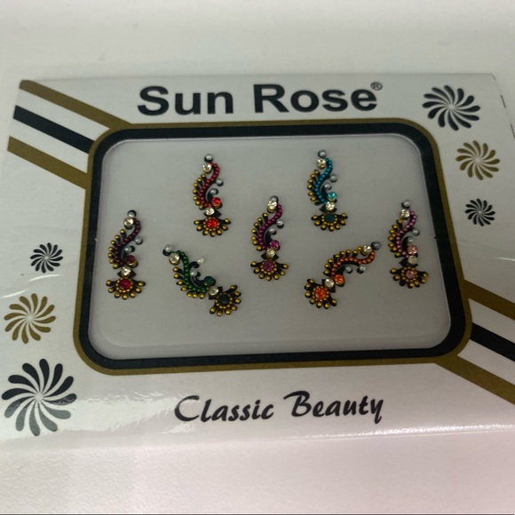 Multicolored Long Forehead Bindis - Picture 3 of 6